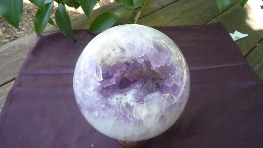 Amethyst Geode Sphere  excellent stone for ones that are trying to find freedom from addictive personalities 4213